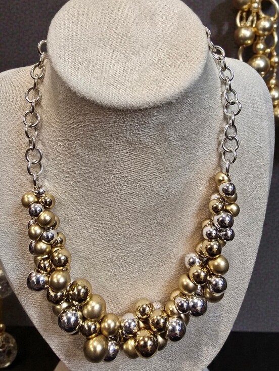 Liz Claiborne Jewelry - Vintage Liz Claiborne Two-Tone Bubble Cluster Statement Necklace